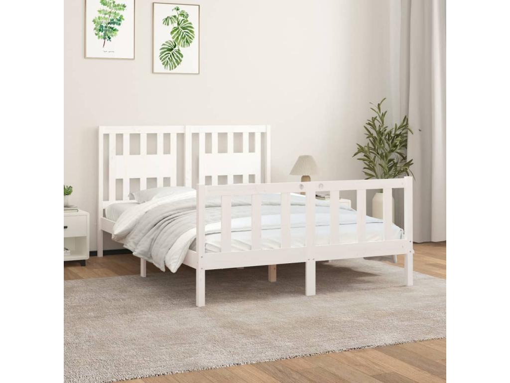 Cadre de lit sans matelas blanc bois de pin massif 120x200 cm YJSW40106