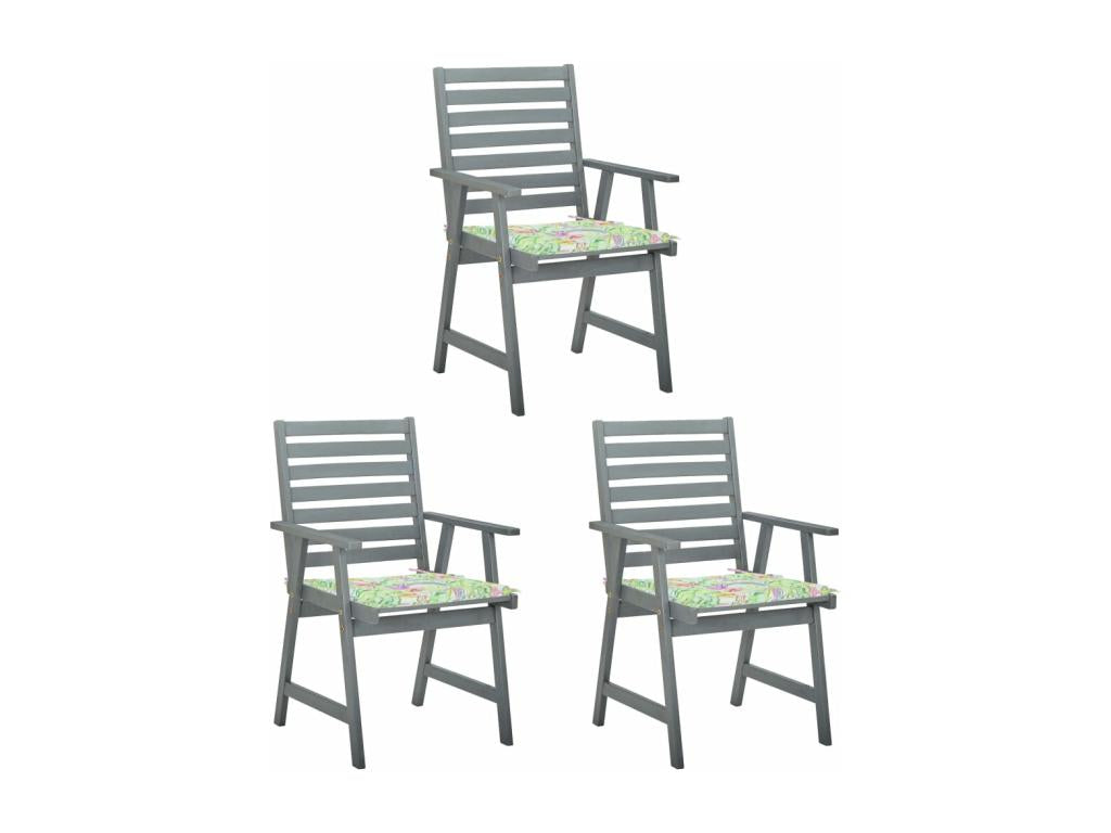 Chaises à dîner d'extérieur 3 pièces avec coussins Zensova massif VVNT93438
