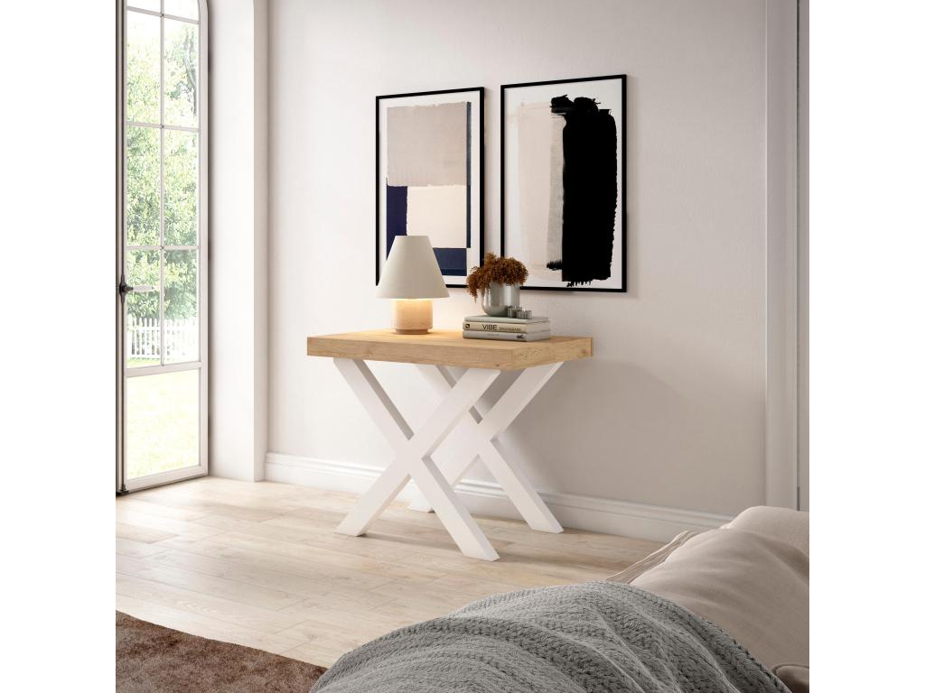 Table console extensible 160 Pour 8 personnes Pieds bois massif BAYO03927