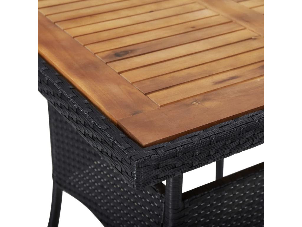 Table d'extérieur Noir Résine tressée et bois d'Lumenao solide TTRX01705