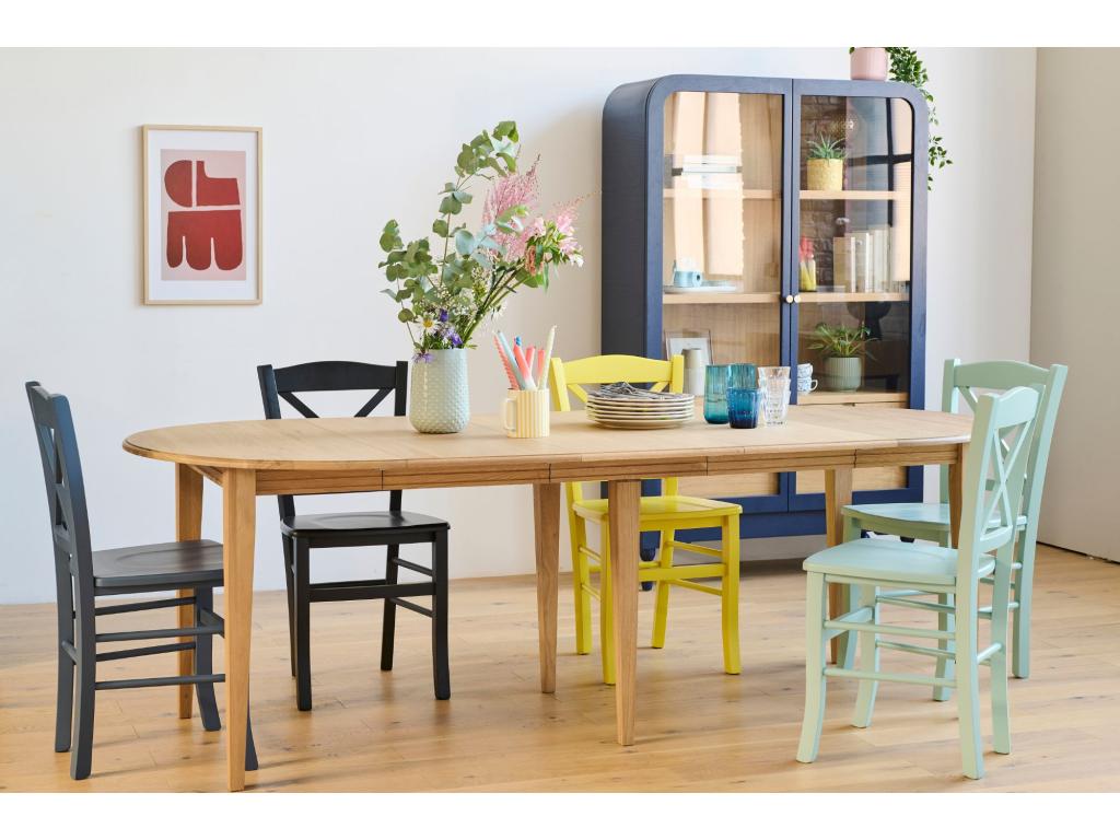 Table ronde 6 pieds fuseau D105 3 rallonges bois - Lumenao CWJQ51485