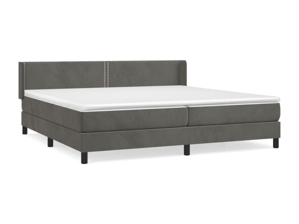Lit à sommier tapissier et matelas Gris foncé 200x200cm Velours BLHD00841