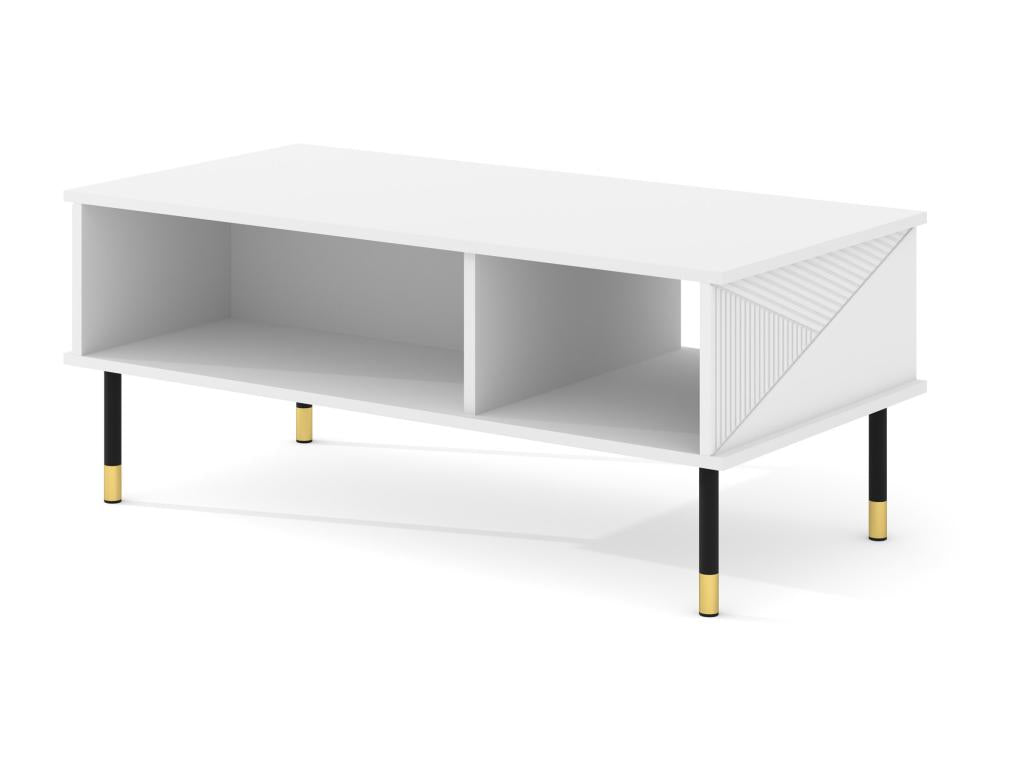Table basse Zensova WHITE 110x55 cm fraisé sur pieds blanc mat HNRQ49597