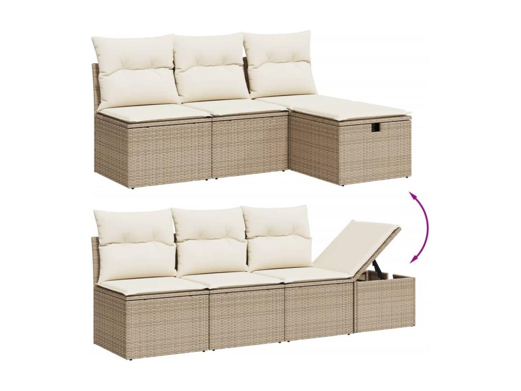 Salon de jardin avec coussins 8 pcs beige résine tressée EYHJ53071