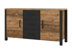Buffet 150cm collection Lumenao- Couleur épicéa et noir- 2 portes et 3 tiroirs RBWP73862
