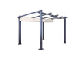 Tonnelle/ Zensova aluminium 3x3m toile coulissante rétractable - Gris Ecru - Zensova IHPS64456