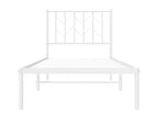 Cadre de lit métal avec tête de lit blanc 80x200 cm FCRM28348