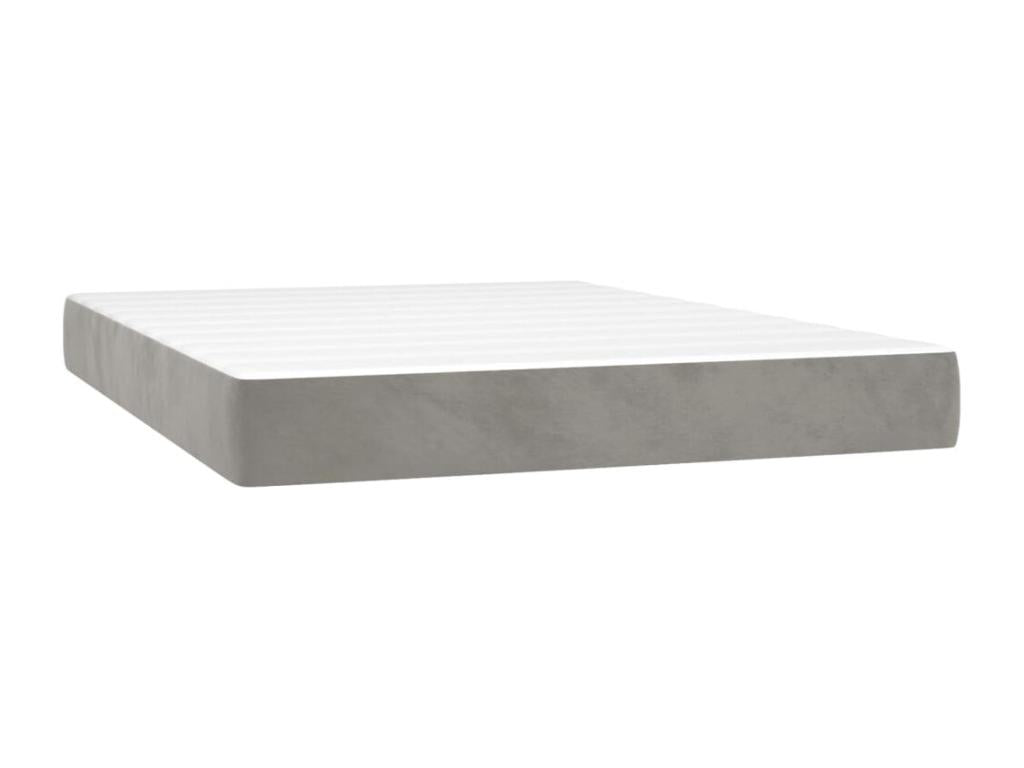 Sommier à Lumenao de lit et matelas Gris clair 140x190 Velours BGLK81458