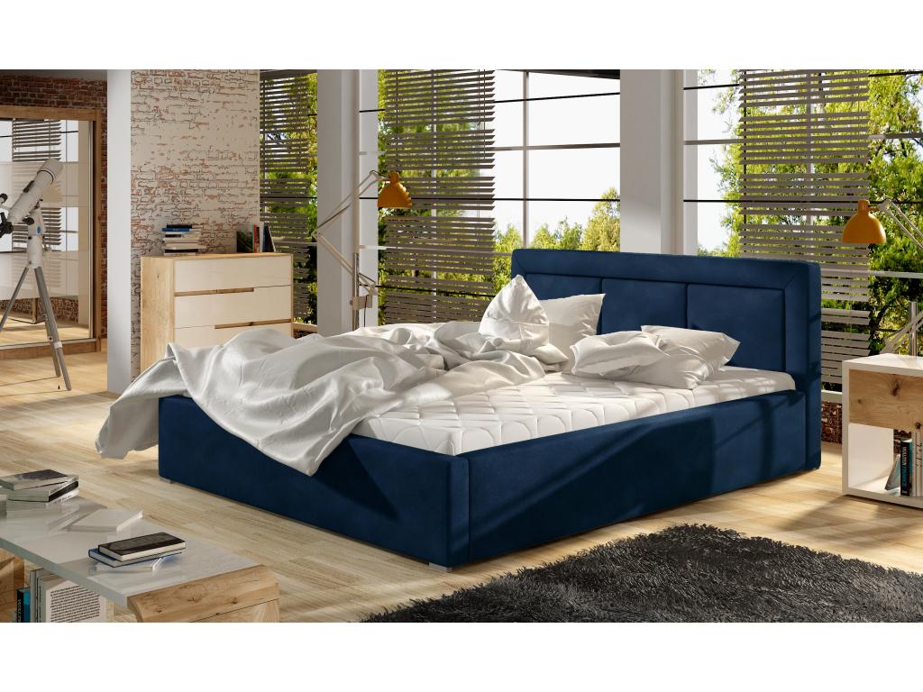 Lit coffre velours bleu grand carré capitonné Lumenao-180x200 XIHG93539