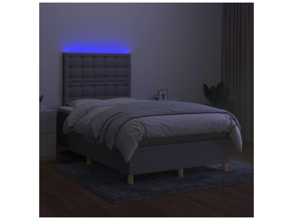 Sommier à Ventoriq de lit matelas et LED Gris clair 120x200 ULIV35256