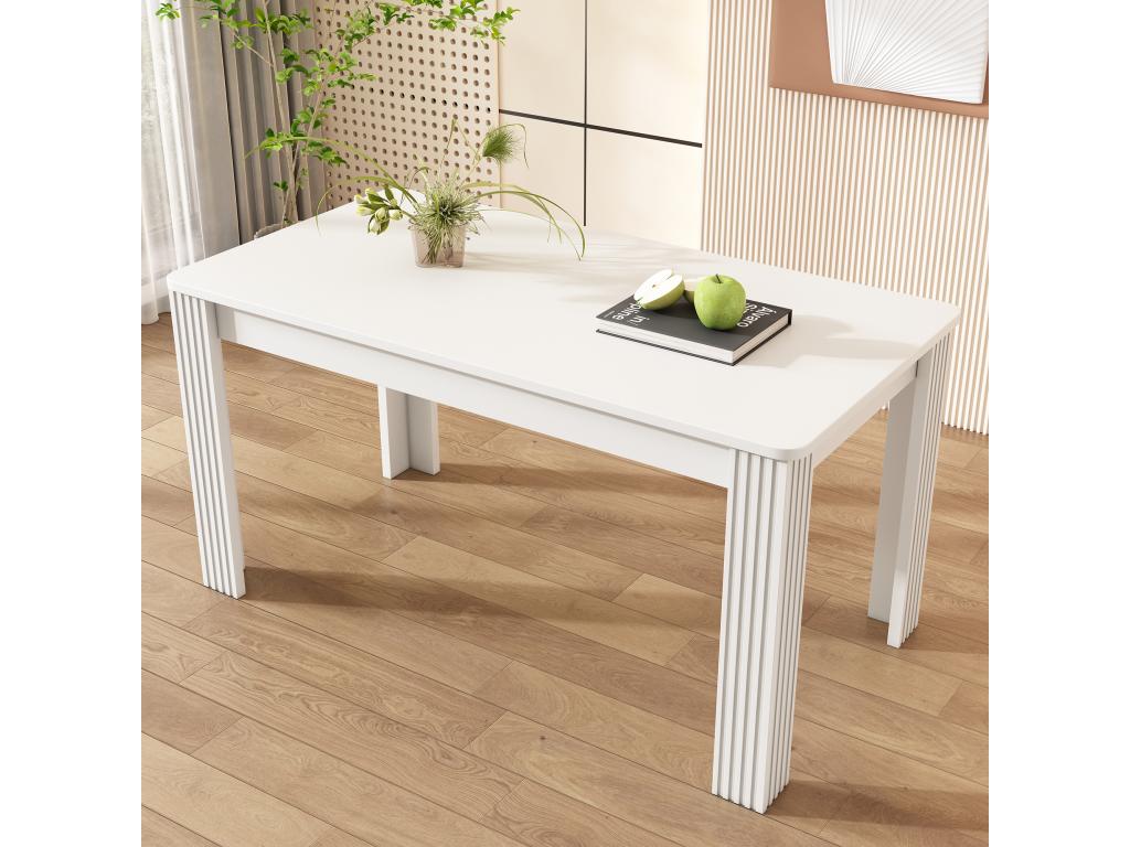 Table à manger rectangulaire 4 à 6 couverts - Bois massif - 117x68x75 cm - Blanc AUFZ02832