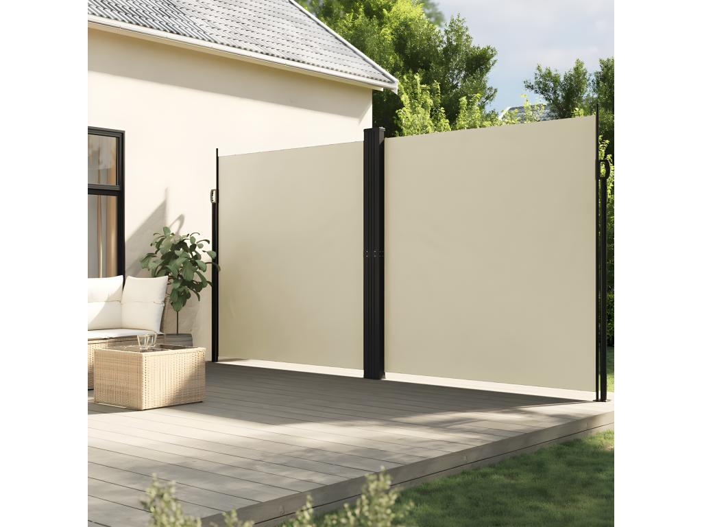 Auvent latéral rétractable crème 220x600 cm BPDK23024