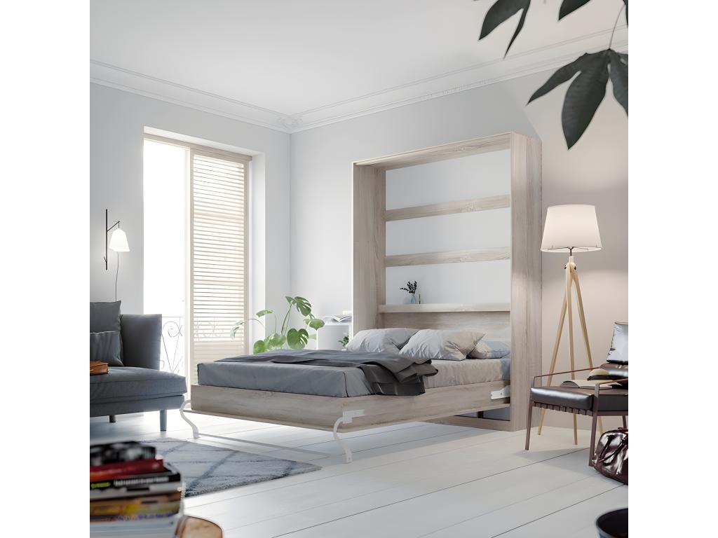 Armoire Lit escamotable 140x200cm Lit Rabattable Lit Mural Lumenaoérieur Vertical Chêne Lumenao /Chêne Lumenao VOPT52001