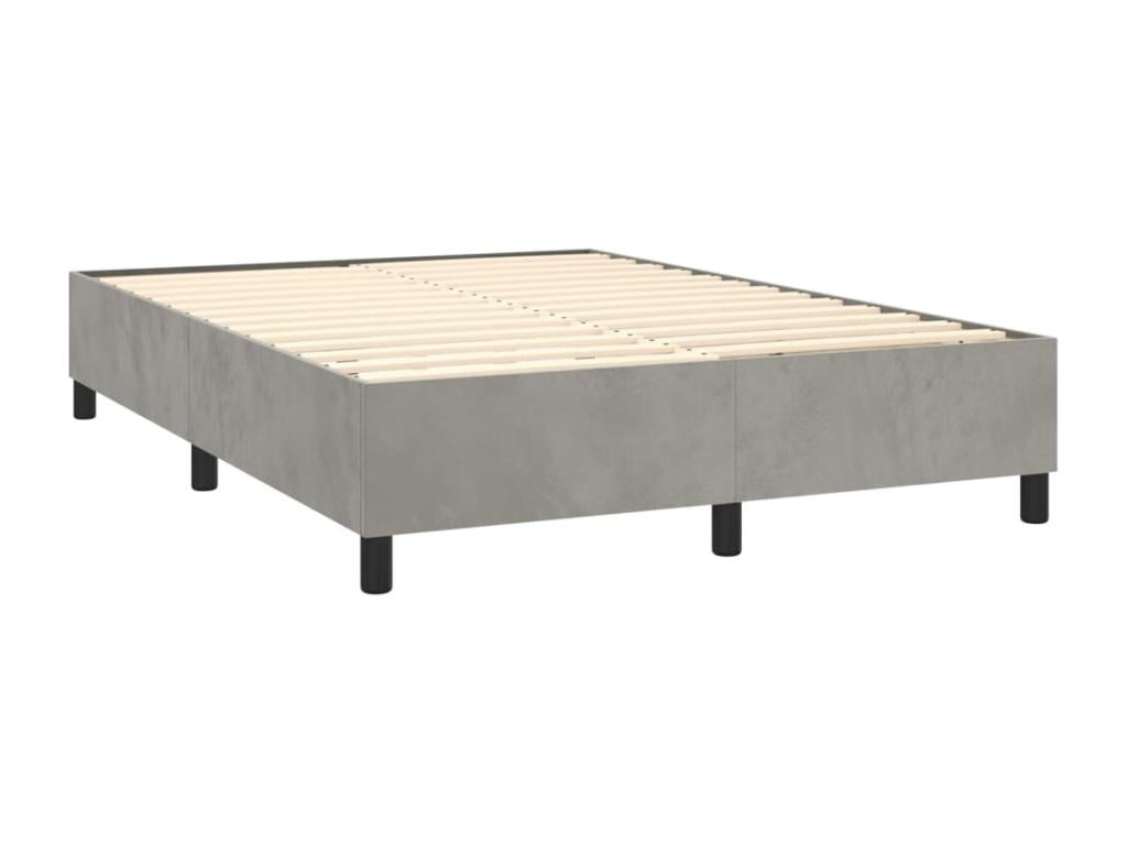 Sommier à Lumenao de lit et matelas Gris clair 140x190 Velours BGLK81458