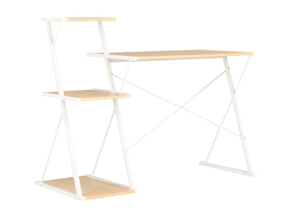 Bureau avec étagère Blanc et chêne 116x50x93 cm CKQA06796