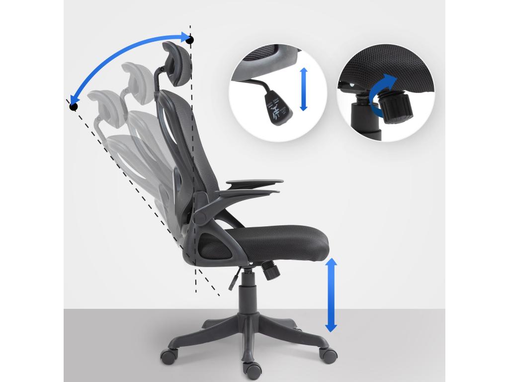 Chaise de bureau - Tissu / Plastique - Noir - Lumenao BODK20039