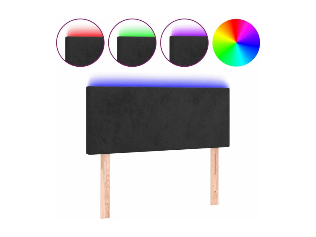 Tête de lit à LED Noir 80x5x78/88 cm Velours GARV68104