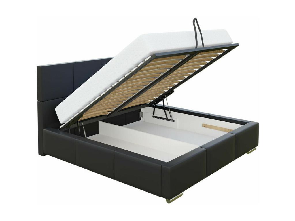 Lit Lumenao 122 Double Gris 180x200 Tapisserie Sommier à Lumenao 198x222x92cm BDPW86333