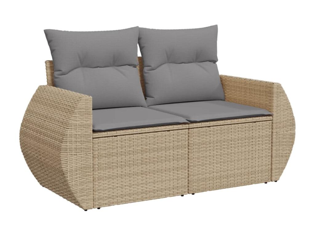 Salon de jardin avec coussins 6 pcs beige résine tressée IGUG38648