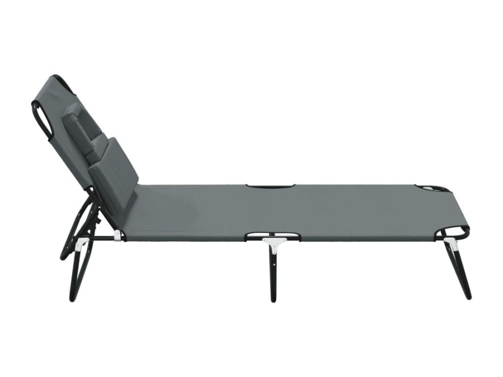 Chaise longue pliante gris Zensova acier enduit de poudre GBOU92582