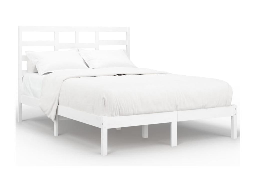 Cadre de lit sans matelas blanc bois massif 135x190 cm KXVS65060