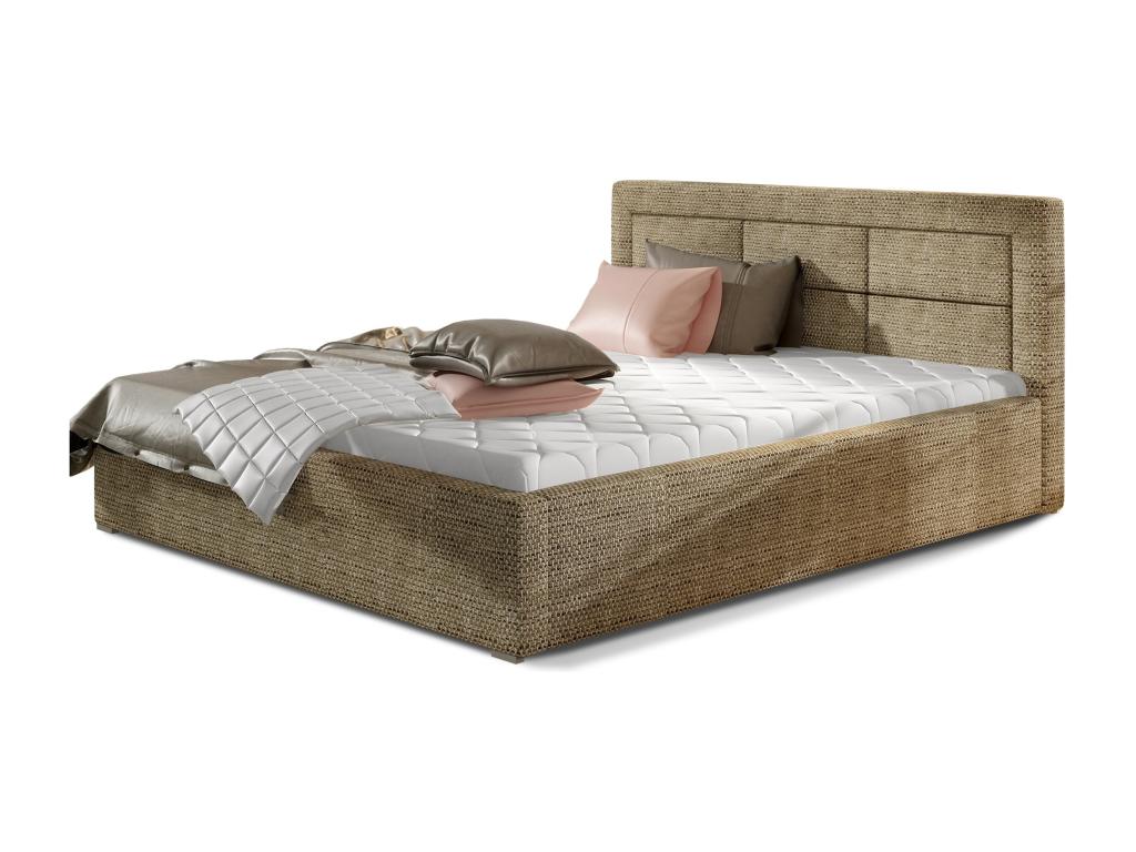 Lit moderne tissu capitonné Lumenao-Couleur Marron-200x200-Version avec sommier RKAN69812