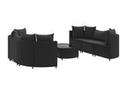 Salon de jardin 7 pièces avec coussins noir résine tressée ZKLA80376