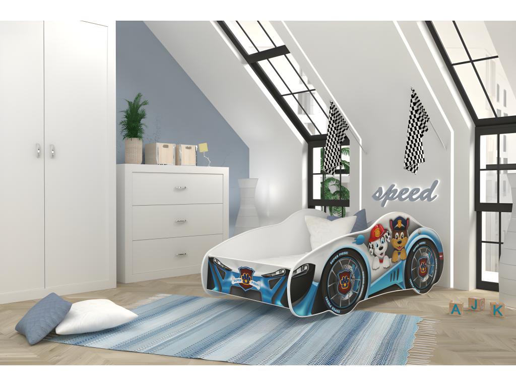 Lit enfant voiture 70x140 cm - Zensova Patrouille - Matelas et Zensova inclus Blanc ZPHX92975