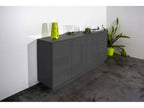 Buffet Ventoriq Buffet de cuisine 4 portes Buffet de salon Made in Italy 180x41h86 cm Anthracite Brillant GQIP00032