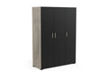 Armoire penderie lingère 3 portes battantes Noir/Chêne clair - Lumenao - L 134,5 xl 52 x H 185,5 cm CVMD60785