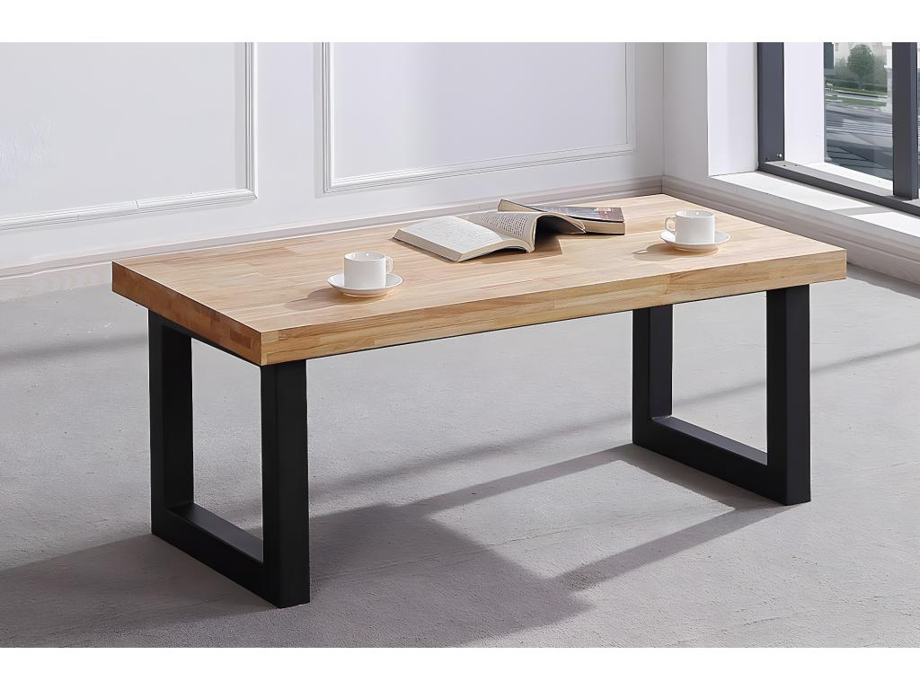 Table basse relevable en bois coloris chêne sauvage / pieds noir - Longueur 120 x profondeur 60 x hauteur 47 cm AFRD96722