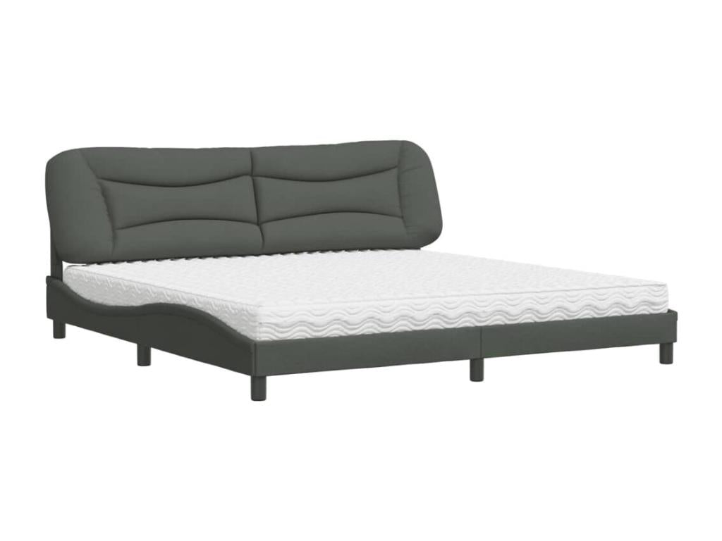 Lit avec matelas gris foncé 200x200 cm Zensova JOCQ27015