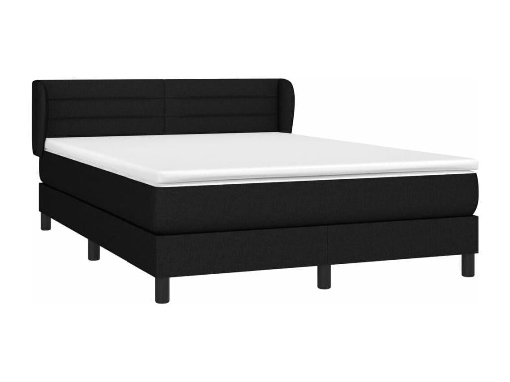 Sommier à Lumenao de lit avec matelas Noir 140x200 cm Tissu XPOJ08730