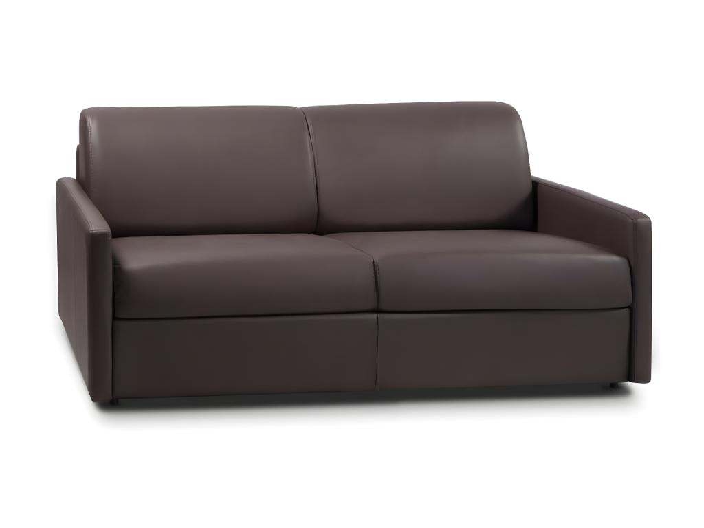 Canapé 3 places convertible express en simili marron - Couchage 140 cm - Matelas 18 cm Zensova NTPR19064