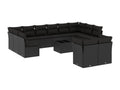 Salon de jardin avec coussins 13 pcs noir résine tressée EMZX03031