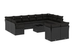 Salon de jardin avec coussins 13 pcs noir résine tressée EMZX03031