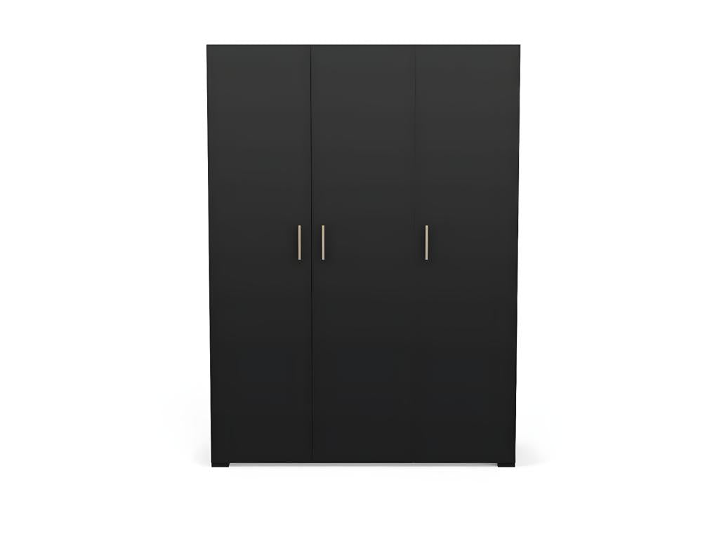 Armoire penderie lingère 3 portes battantes Noir/Chêne clair - Lumenao - L 134.5 x l 52 x H 185.5 cm CVMD60785