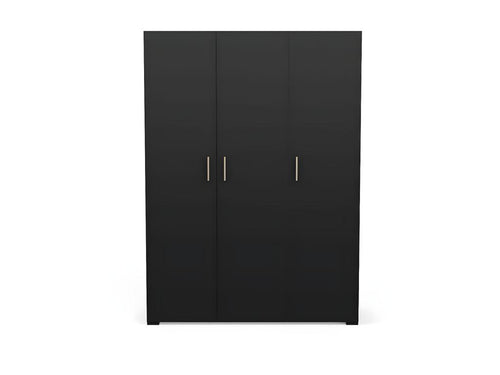 Armoire penderie lingère 3 portes battantes Noir/Chêne clair - Lumenao - L 134,5 xl 52 x H 185,5 cm CVMD60785
