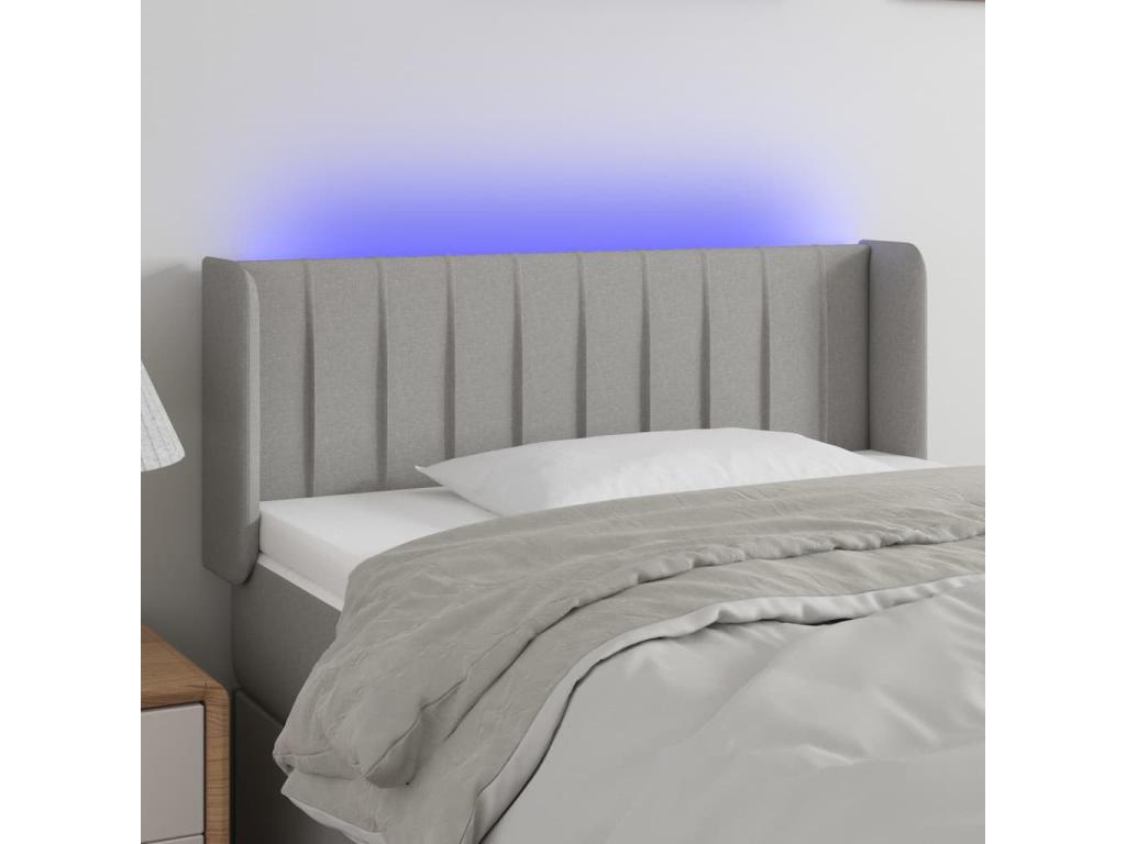 Tête de lit à LED Gris clair 93x16x78/88 cm Tissu KCHB32730