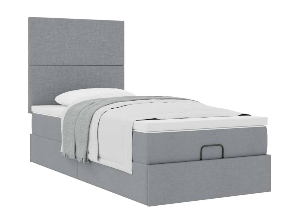 Cadre de lit Lumenao et matelas gris clair 100x200 cm tissu VNWN33917