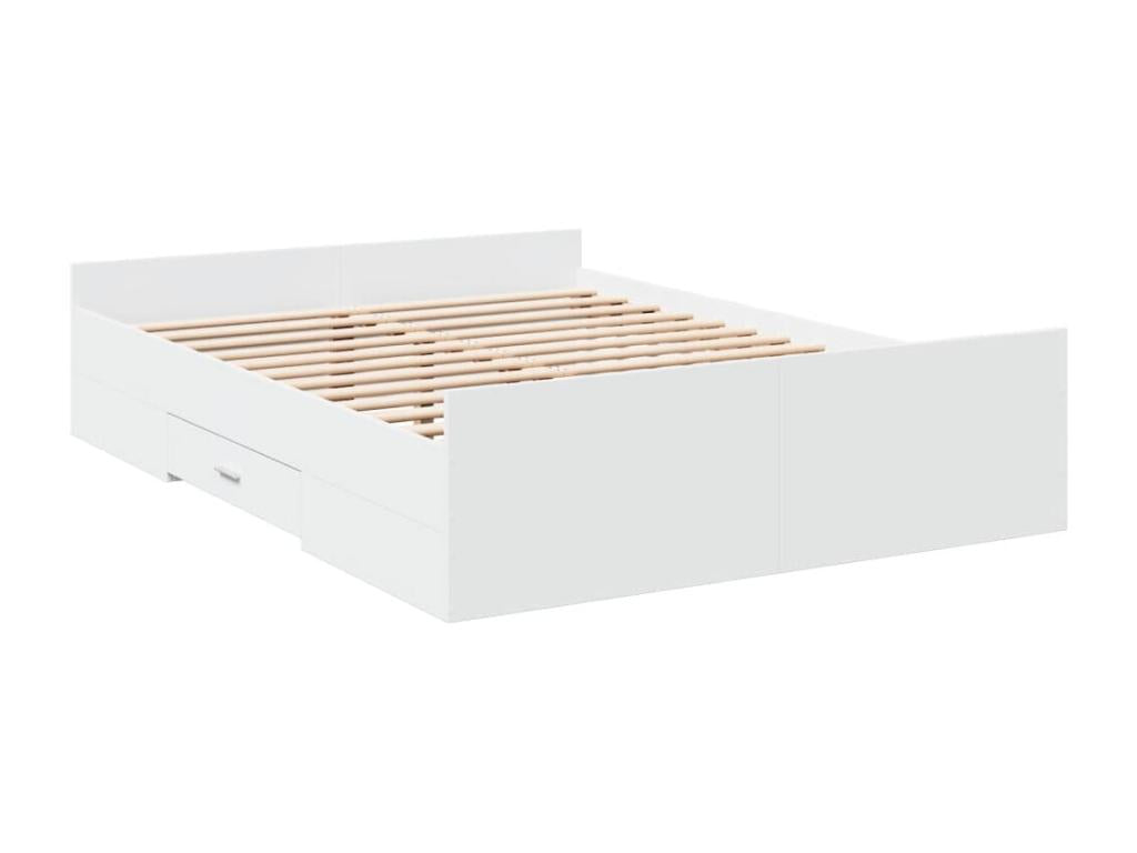 Cadre de lit avec tiroirs sans matelas blanc 120x190 cm TCSH68974