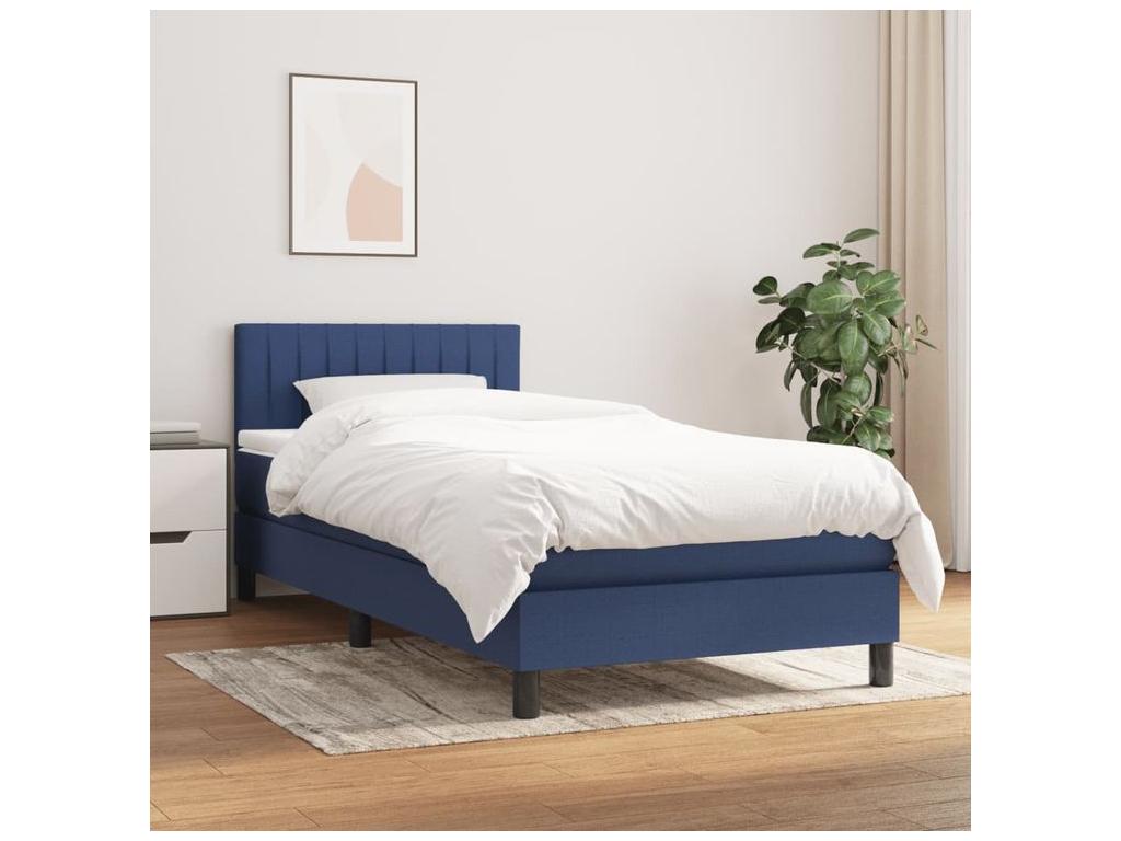 Sommier à Lumière de lit avec matelas Bleu 100x200 Tissu RRMG33520