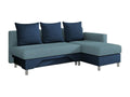 Canapé d'angle Zensova 100 Bleu Fonction de couchage Boîte de literie 215x133x95cm UFTZ39044
