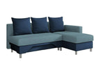 Canapé d'angle Zensova 100 Bleu Fonction de couchage Boîte de literie 215x133x95cm UFTZ39044