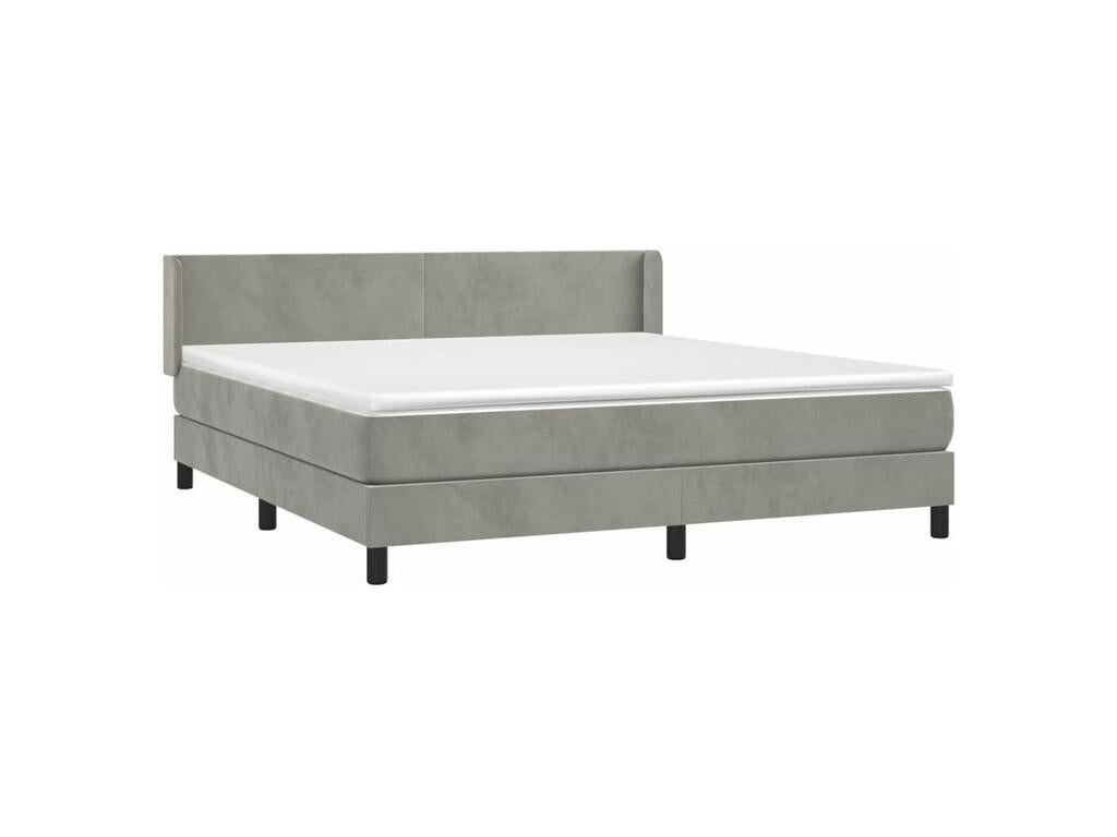 Sommier à Lumenao de lit et matelas Gris clair 160x200 Velours ZMJZ38609