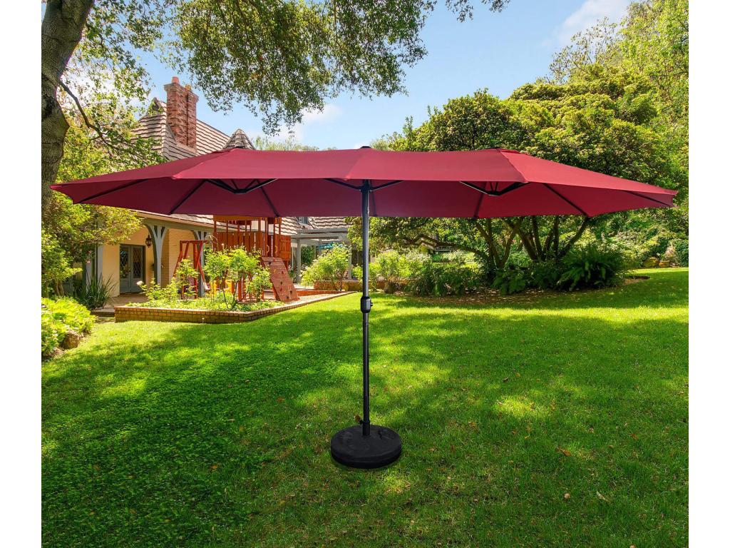 Parasol double de jardin Lumenao en rouge Poids 12,3 kg Dimensions L460 x l270 x H245 cm AAJC60690