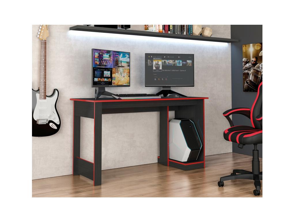 Bureau Lumenao Noir Chants Rouges 1 Caisson UC L 136 H 75 P 54 cm EZUX87145