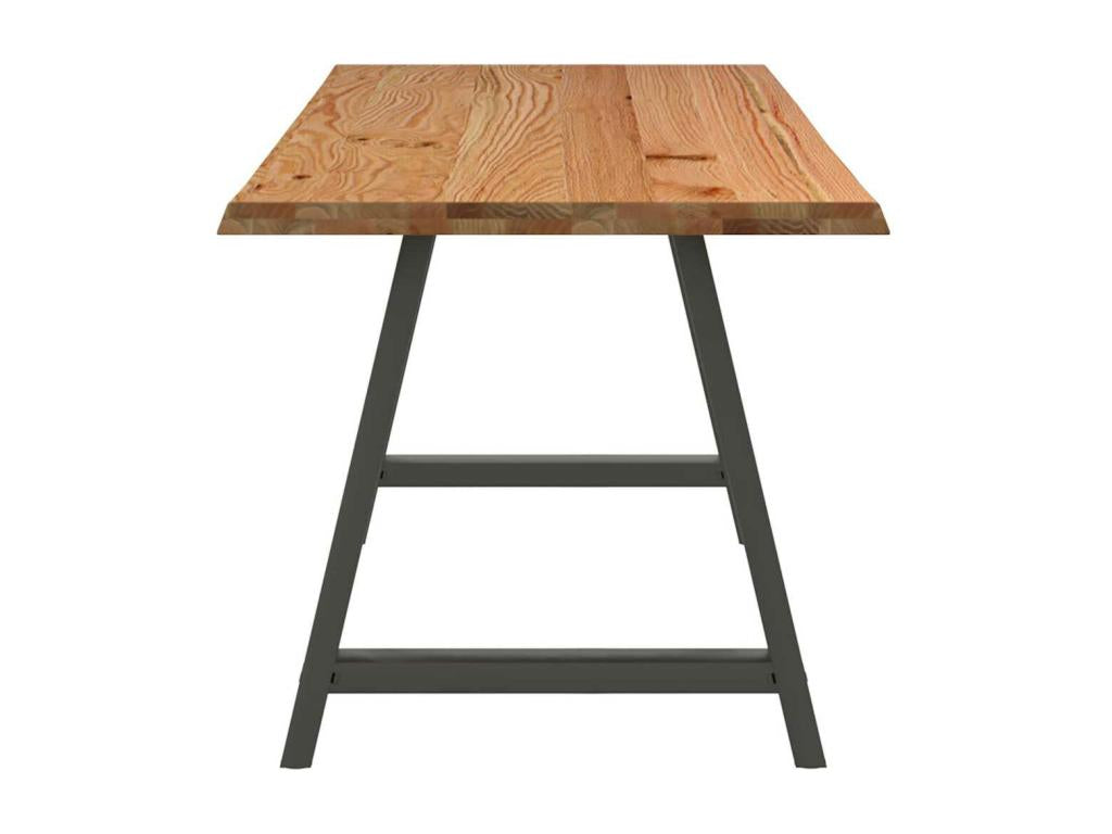 Table à manger marron clair bois de chêne massif rectangulaire MLGZ74865