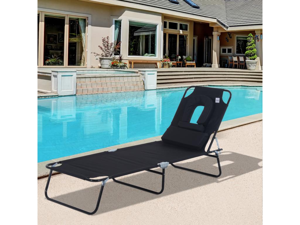 Bain de soleil pliable transat inclinable 4 positions chaise longue de lecture 3 coussins fournis Zensova CYHG76409
