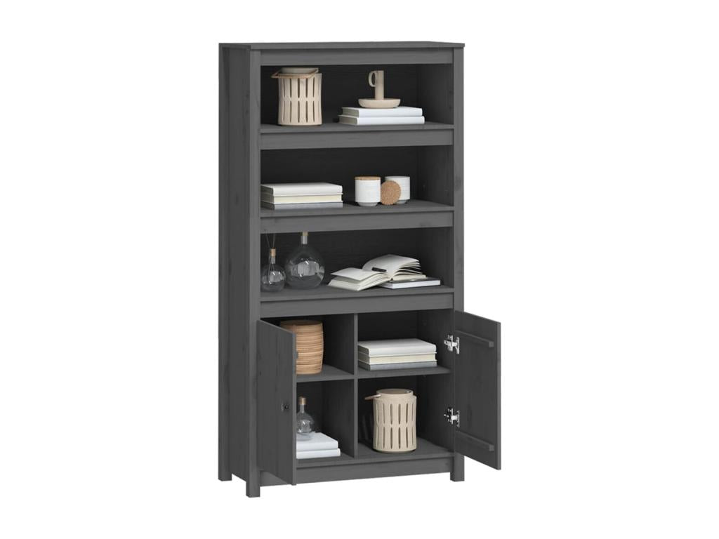 Buffet haut Gris 80x35x154 cm Bois massif de pin BOYE38217